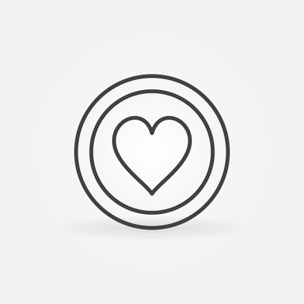 红心卡套装矢量轮廓概念图标图片下载