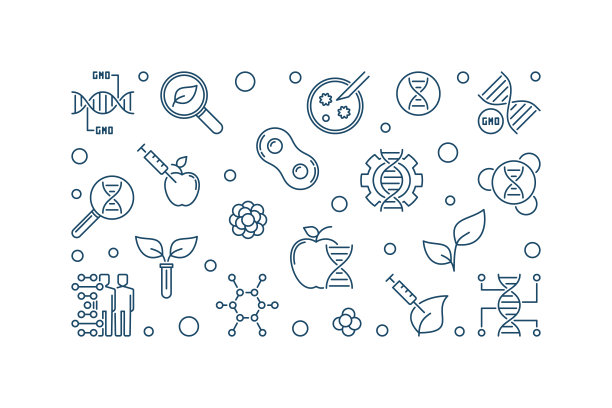 转基因生物矢量线性插图图片下载