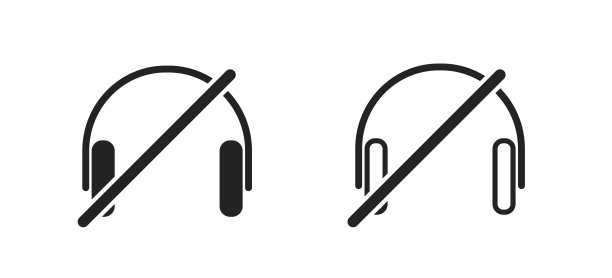 耳机开和关图标，静音，扬声器图标，矢量插图，声音元素，音乐符号矢量，声音符号图片下载