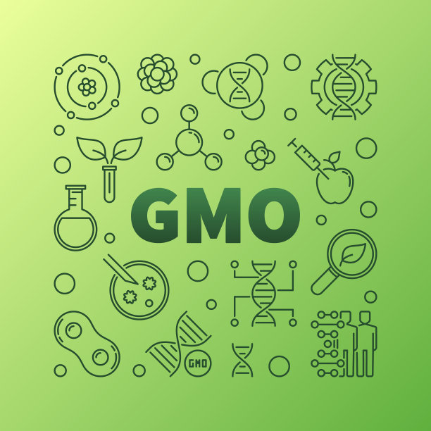 GMO矢量方概念最小轮廓插图图片下载