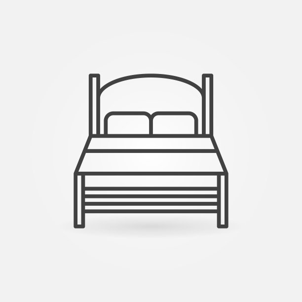 木制双人床轮廓矢量概念图标图片下载