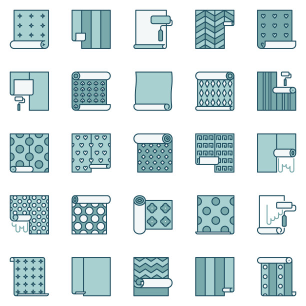 墙纸彩色矢量图标-矢量墙纸卷标志图片下载