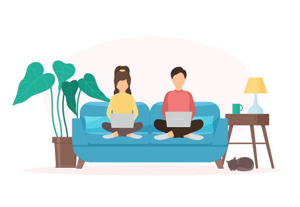 自由职业者女孩和男孩图片下载