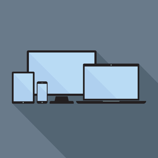 智能手机，平板电脑，笔记本电脑和台式电脑平面图标图片下载