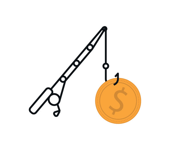 鱼竿和美元图标。经济概念向量。图片下载