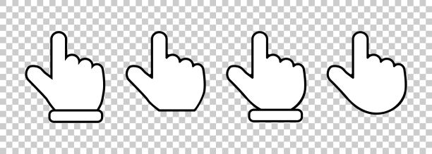 指针单击图标。点击光标，指向手点击和等待加载图标。网站箭头或手光标工具，电脑界面按钮。矢量孤立符号集合EPS图片下载