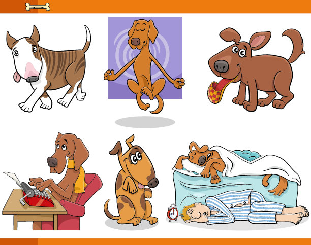 卡通狗和小狗动物人物设定图片下载