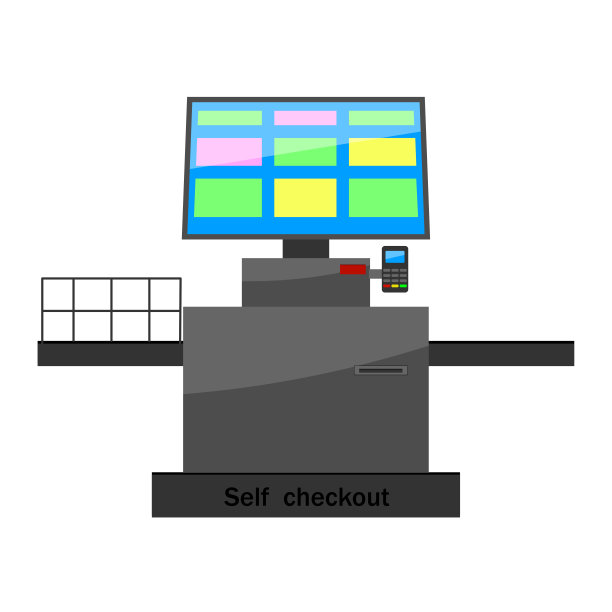 概念设计自助结账。自助服务。数字计算机技术概念。矢量插图。股票的形象。图片下载