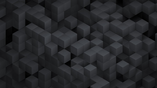 3d立方体抽象背景。黑色等距数字技术在黑暗表面的未来块。图片下载