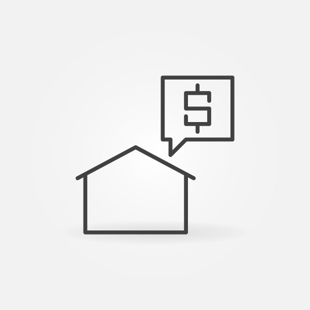 房屋与价格矢量细线概念图标图片下载