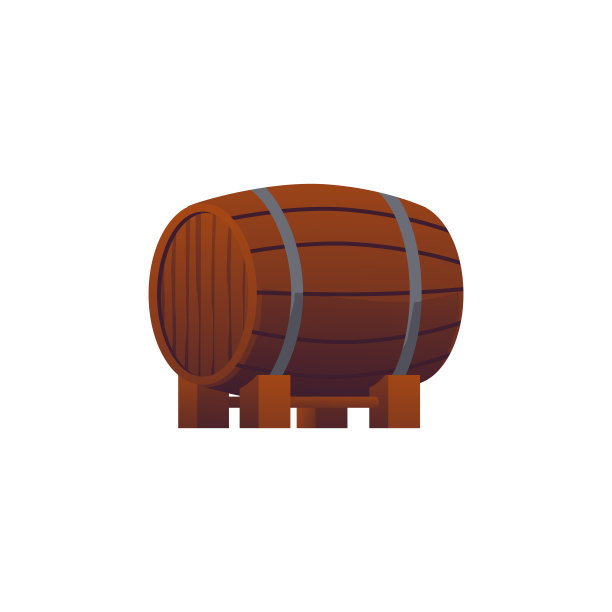 旧桶啤酒，平面矢量插图孤立在白色背景。图片下载