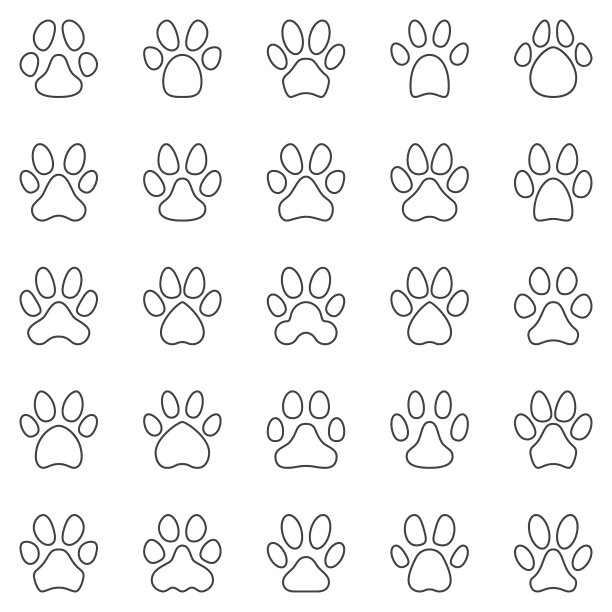 爪印轮廓图标设置-狗或猫动物足迹标志图片下载