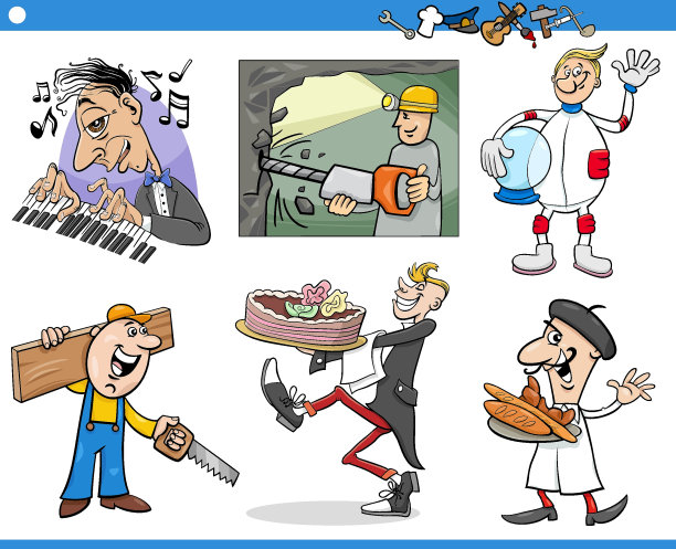 卡通人物、人物和他们的职业设定图片下载