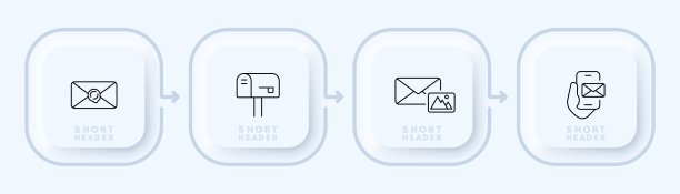 字母设置图标。信封，邮递员，邮局，邮箱，图片，信封，文件，信件，通知，短信。对应的概念。新生变形样式。矢量线图标的业务和广告图片下载