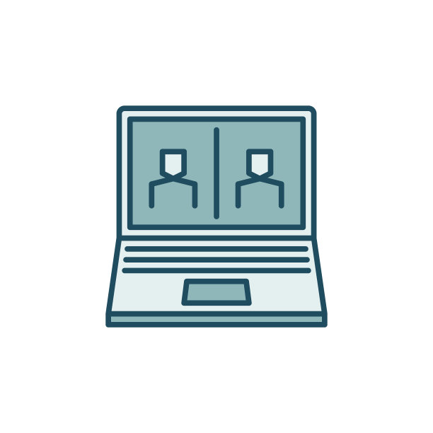 笔记本电脑视频会议矢量概念彩色图标图片下载