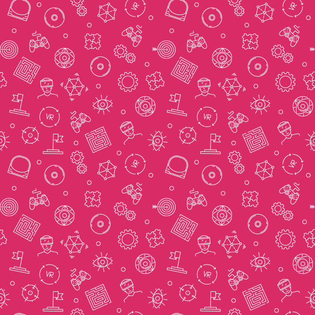 VR矢量模式。虚拟现实轮廓无缝背景图片下载