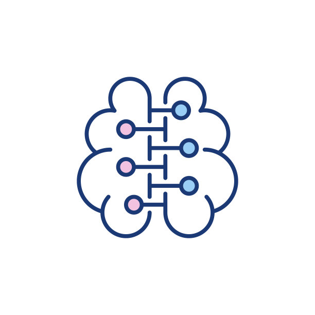 人脑神经元连接矢量彩色图标图片下载