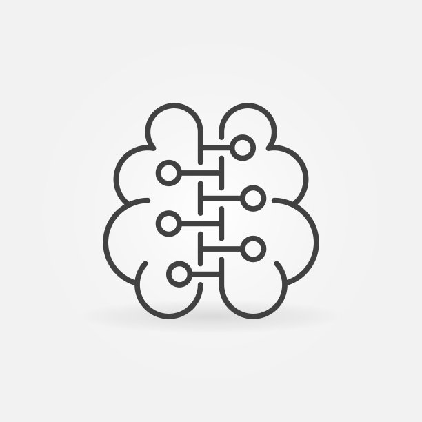 人脑中的神经元连接细线矢量图标图片下载