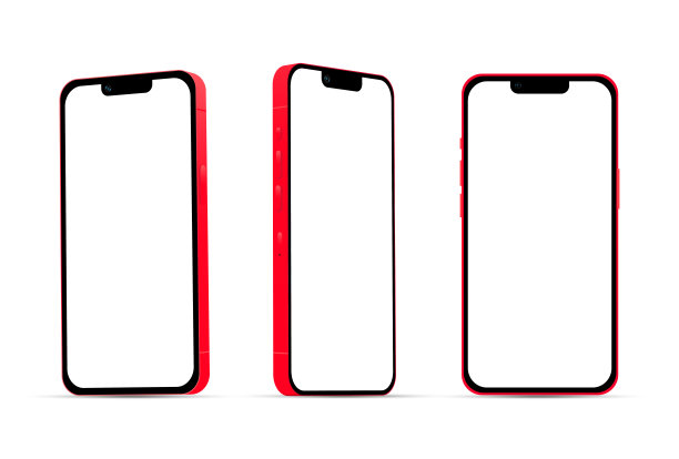 红色智能手机14款，新的IT产业，白色背景的网页设计模型- Vector图片下载