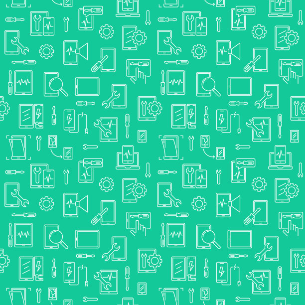 智能手机维修矢量简单线条无缝图案图片下载