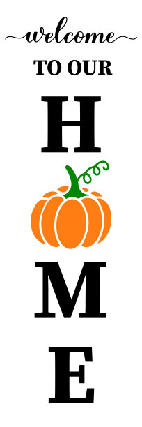 欢迎来到我们家的垂直标志。感恩节或秋天的装饰。秋天玄关的迹象。向量模板图片下载