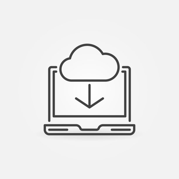 笔记本电脑与云矢量轮廓图标。云游戏的迹象图片下载