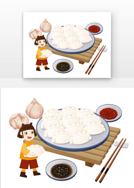 卡通女孩和水饺图片下载