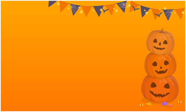 万圣节旗帜框架与复制空间。橙色背景上的南瓜和派对装饰的矢量插图。图片下载