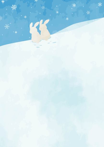 可爱的兔子和冬天的背景插画图片下载