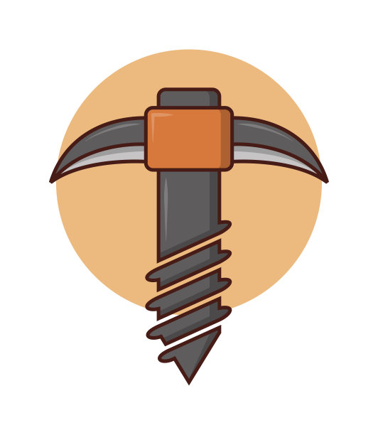 破石机与钻头组合的图标设计模板，软棕色圆形图片下载