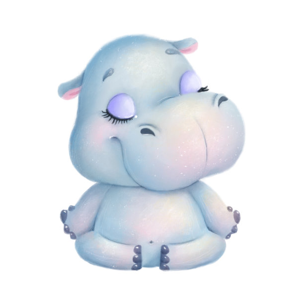 可爱的卡通河马插画。可爱的动物。图片下载