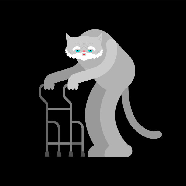 老猫孤立。爷爷的猫。矢量插图。图片下载