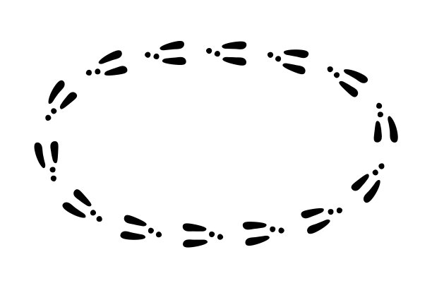 兔子或野兔的足迹。雪地上的兔子脚印。兔子的爪子的步骤。兔子的步骤。矩形框。矢量插图孤立在白色背景在平面风格图片下载