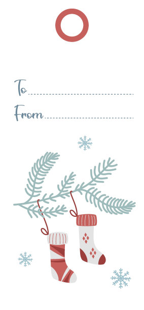 圣诞礼物标签与圣诞袜图片下载