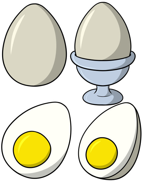 以卡通风格收集带壳和不带壳的鸡蛋的图像，健康的饮食食品图片下载