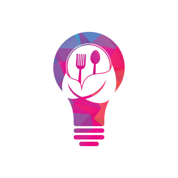 健康食品灯泡形状概念标志模板。图片下载