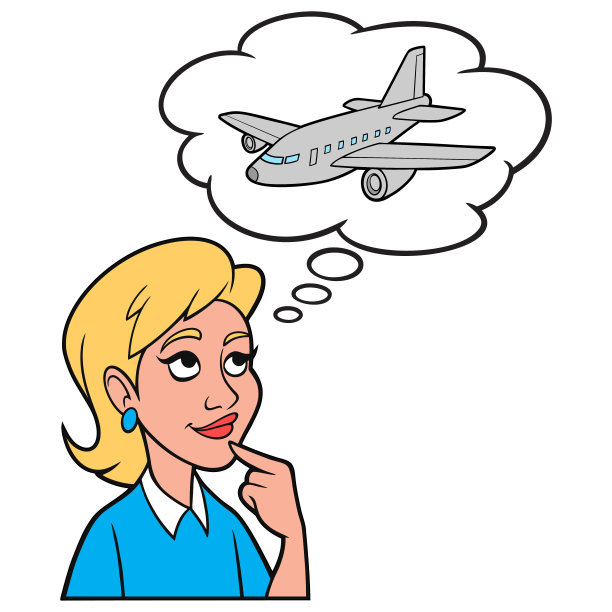 女孩在想喷气式飞机图片下载