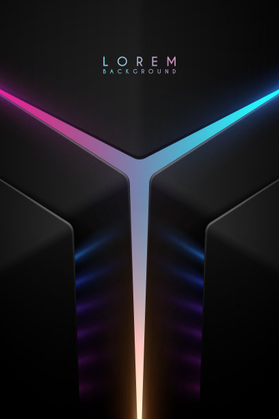 抽象的黑色形状与霓虹灯效果图片下载