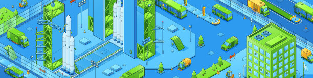 等距城市基础设施，太空港建设图片下载