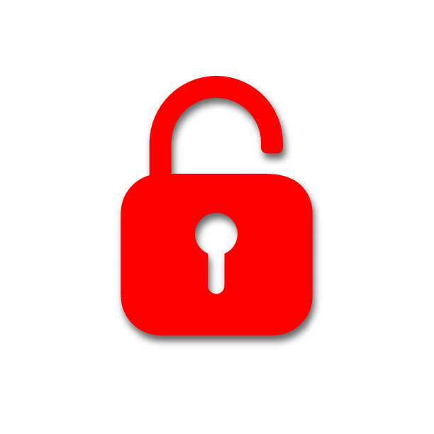 红色图标解锁挂锁。矢量插图与标志在白色背景。剪纸的风格。图片下载