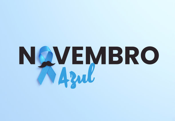 Novembro Azul文本传单背景与蓝色丝带胡子和复制空间在3D渲染图片下载