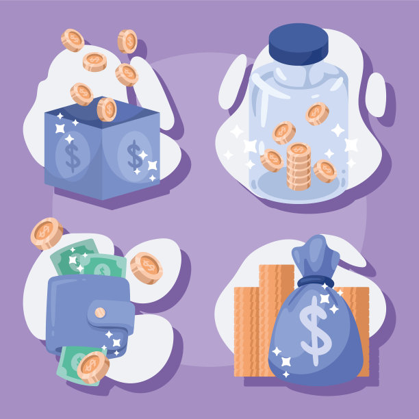 金钱收入图标套装图片下载