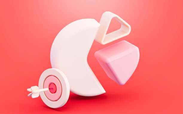 图饼与红背景上的靶心箭头符号的3d插图图片下载
