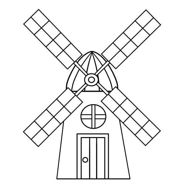 风车孤立的儿童涂色页图片下载