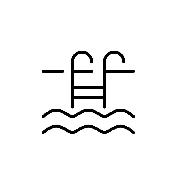 游泳池。梯子和海浪。简单的图标。像素完美，可编辑的笔画图片下载