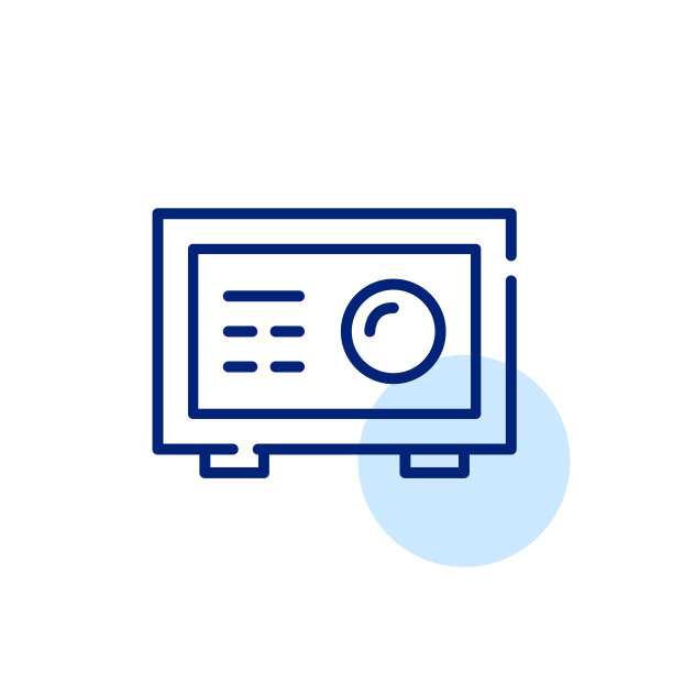 酒店迷你保险箱，存放贵重物品。像素完美，可编辑的笔画线图标图片下载