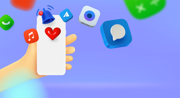 智能手机。移动应用程序图标从手机中流出。带有复制空间的矢量横幅图片下载