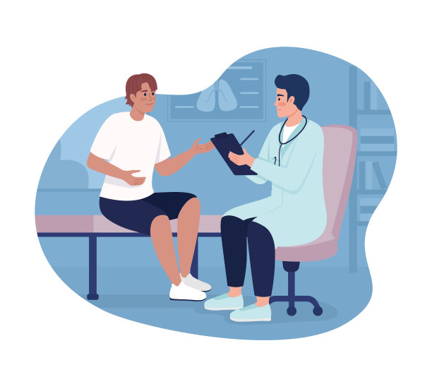 治疗师在办公室聆听患者的2D矢量隔离图图片下载