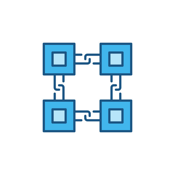连接块链蓝色图标-区块链标志图片下载