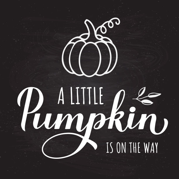 小南瓜正在路上用手在黑板上写字。秋季婴儿淋浴装饰。秋天的引用。矢量模板海报，标志，邀请等图片下载